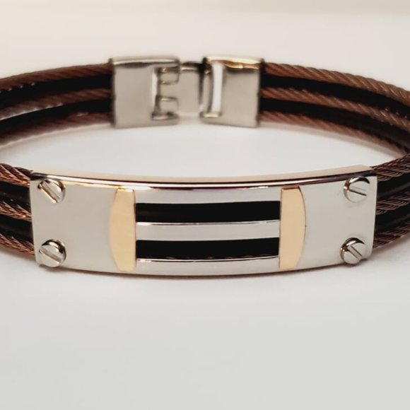 ITALGEM STEEL Men Rose Gold Plated Steel Bracelet.